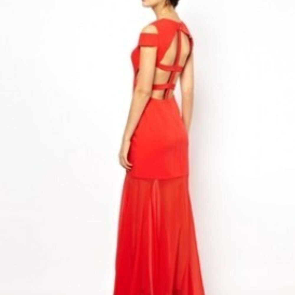 BCBG MaxAzria Ava Cutout Sheer-Skirt Gown S: 12